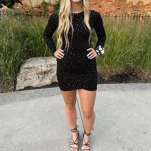 Lucy in the Sky — Josie Twinkling Open Back Dress in Black — size Small